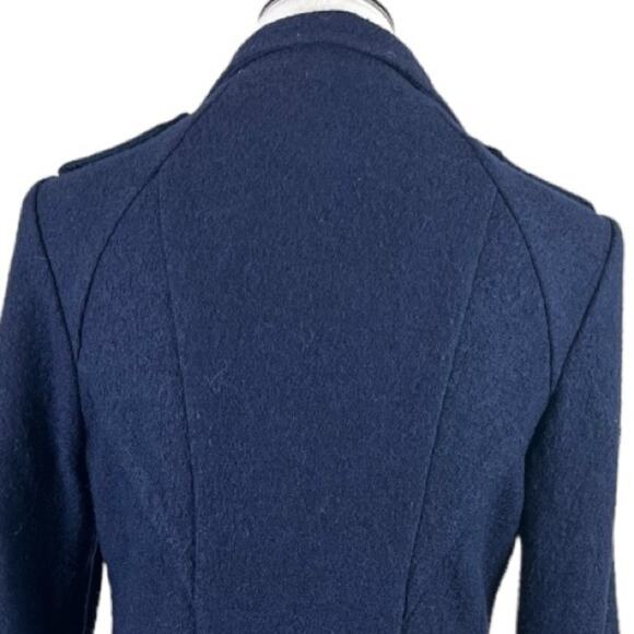Elevenses Blazer 4 Button Closure Wool Blend Princess Seams Navy Blue Size 6 - Picture 8 of 13